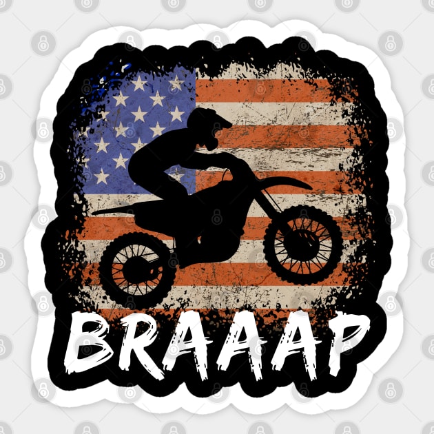 Funny America Motocross Braaap Sticker by Funky Prints Merch